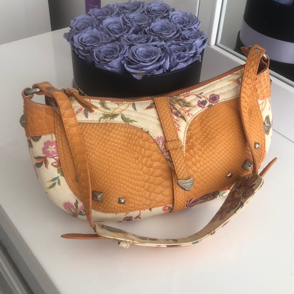 Roberto Cavalli Freedom Floral Croissant Shoulder Bag